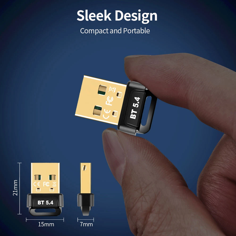 USB Bluetooth 5.4 Adapter Bluetooth 5.3 for PC Dongle Adaptador Wireless Mouse Keyborad Music Audio Receiver USB Transmitter