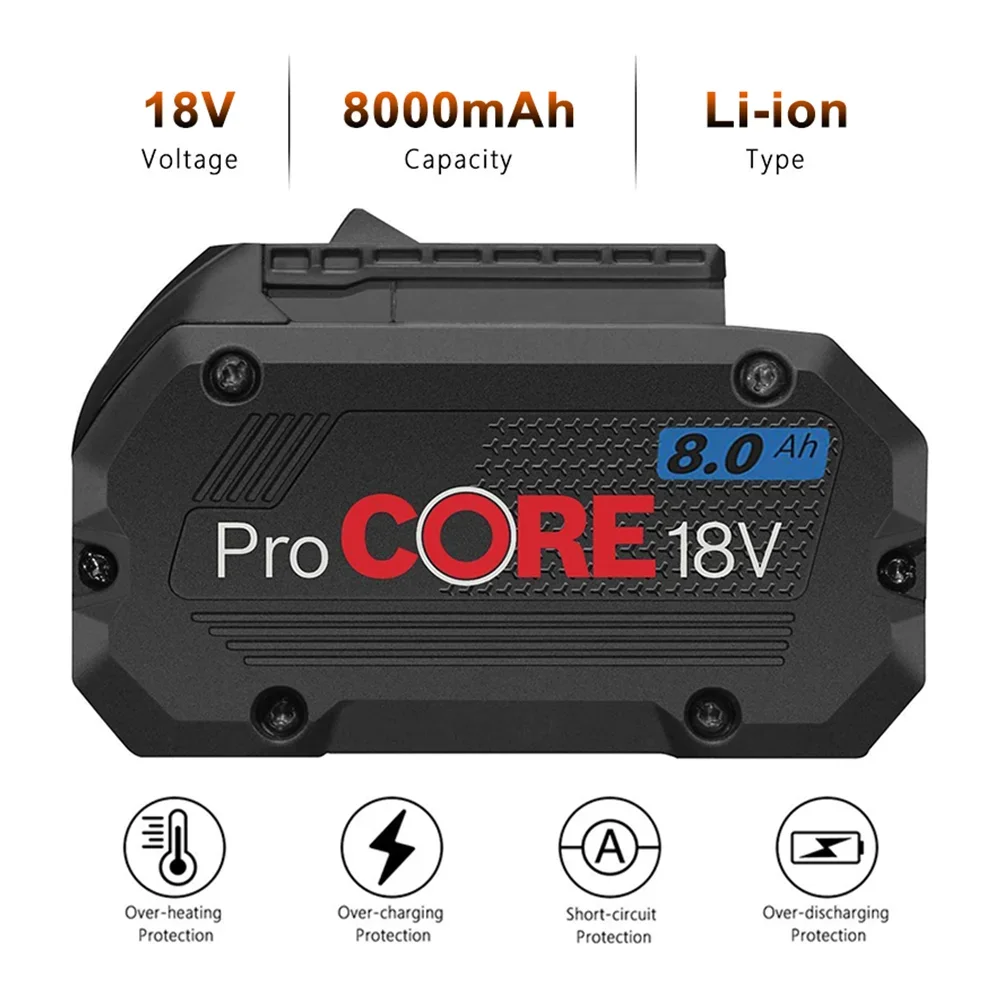 LEFEIYI 18V 8.0Ah ProCORE wymienna bateria do Bosch 18V profesjonalny system narzędzi bezprzewodowych BAT609 BAT618 GBA18V80 21700 komórka