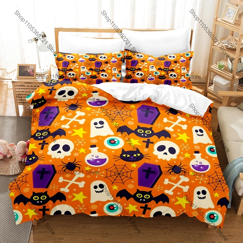 Christmas Ghost skeleton Bedding Set Single Twin Full Queen King Size Bed Set Adult Bedroom Duvetcover Sets Anime Bed Sheet Set