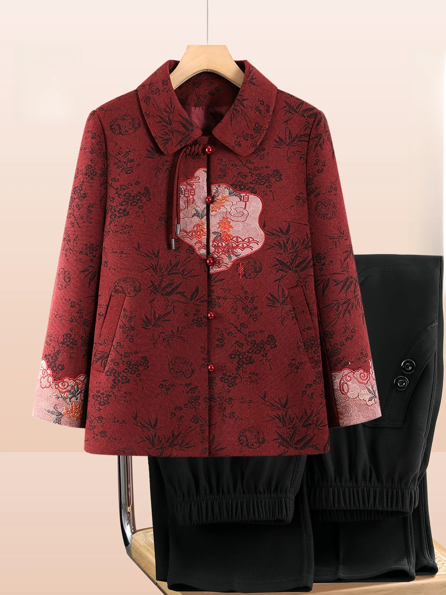 

Warmth Outerwear for ly Women Autumn Winter Jaet Mommy Sle andmother Pattern Casual Loose Fit Long Sve Button