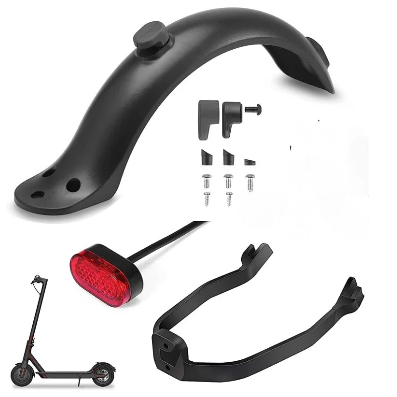 Fender for Xiaomi Mijia MI M365 1S M187 Pro Electric Scooter Tire Splash Fender Rear Mudguard with Rear Lights Screws Kits