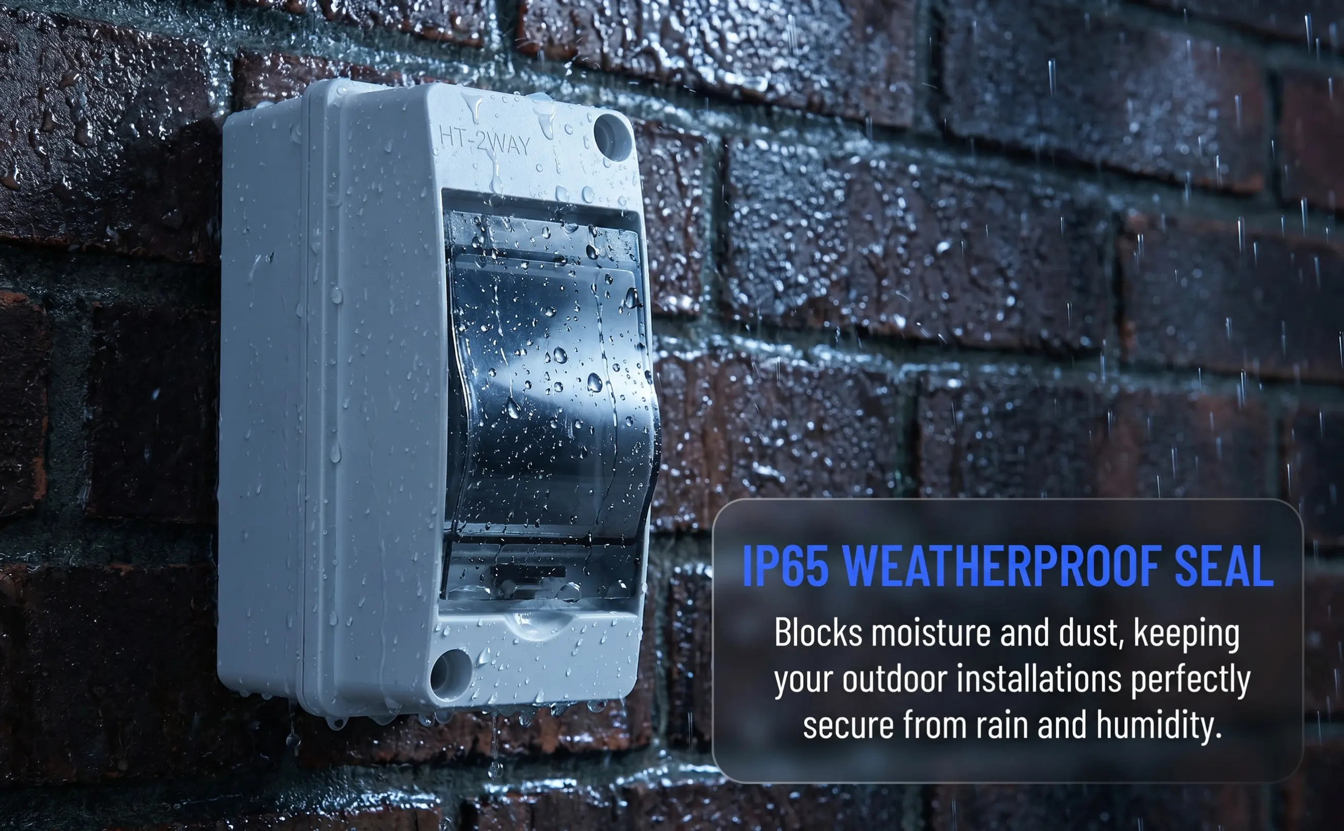 2 Way Power Distribution Protection Box Pc ABS Weatherproof Electrical Enclosure for Indoor Outdoor Use Compact Modern Design