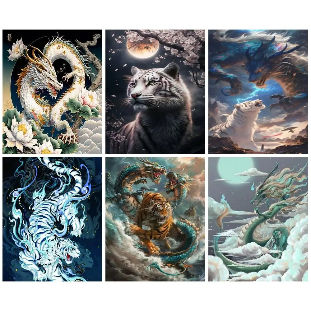 

GATYZTORY Diamond Painting Tiger Animals 5D Diamond Embroidery Landscape Full Square Mosaic Home Decoration Gift