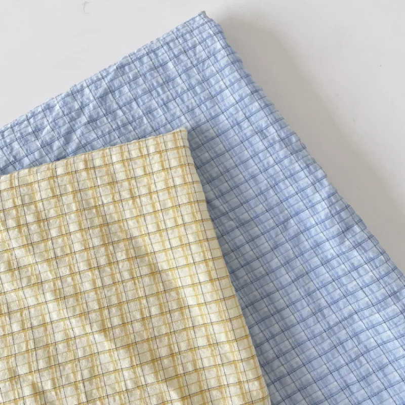 

Blue yellow polyester cotton fabric for dresses, tablecloths, curtains, diy handcrafted fabrics