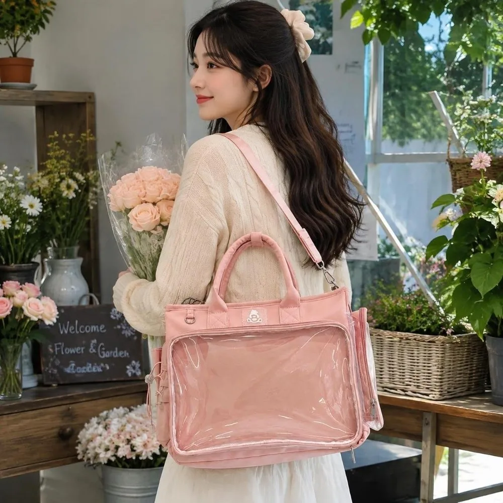 Square Shape Female Transparent Backpack Large Capacity Lightweight Multifunctional Shoulder Bag Versatile Adjustable Strap