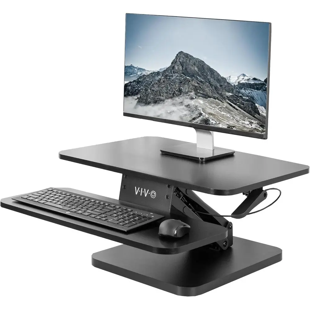 25 Inch Height-Adjustable Standing Desk Converter, Compact Sit-Stand Workstation with Monitor Riser