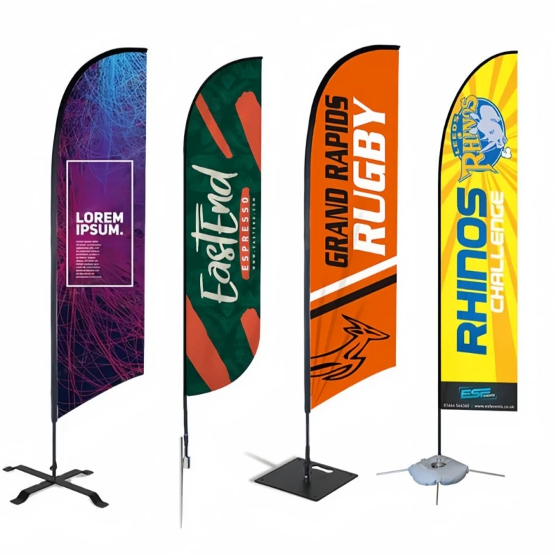 Individuell Bedruckte Swooper-Flagge für Strand-Promotionen Outdoor-Sport Rennwerbung Geschäftsschild Banner Federflagge mit Fahnenmast