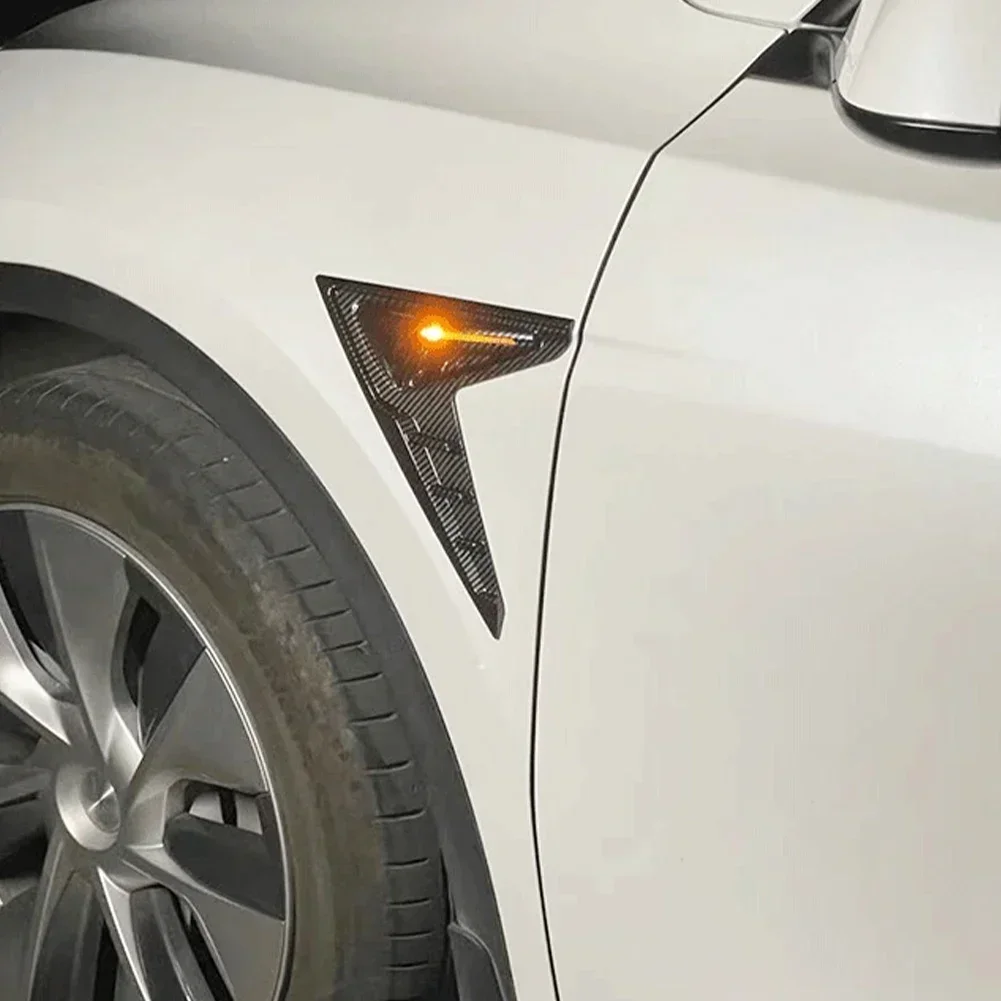 Copertura della fotocamera laterale Thunder per Tesla Model 3 Y Flanks Pannello di rivestimento della lama alare Coperture dello spoiler Modifica