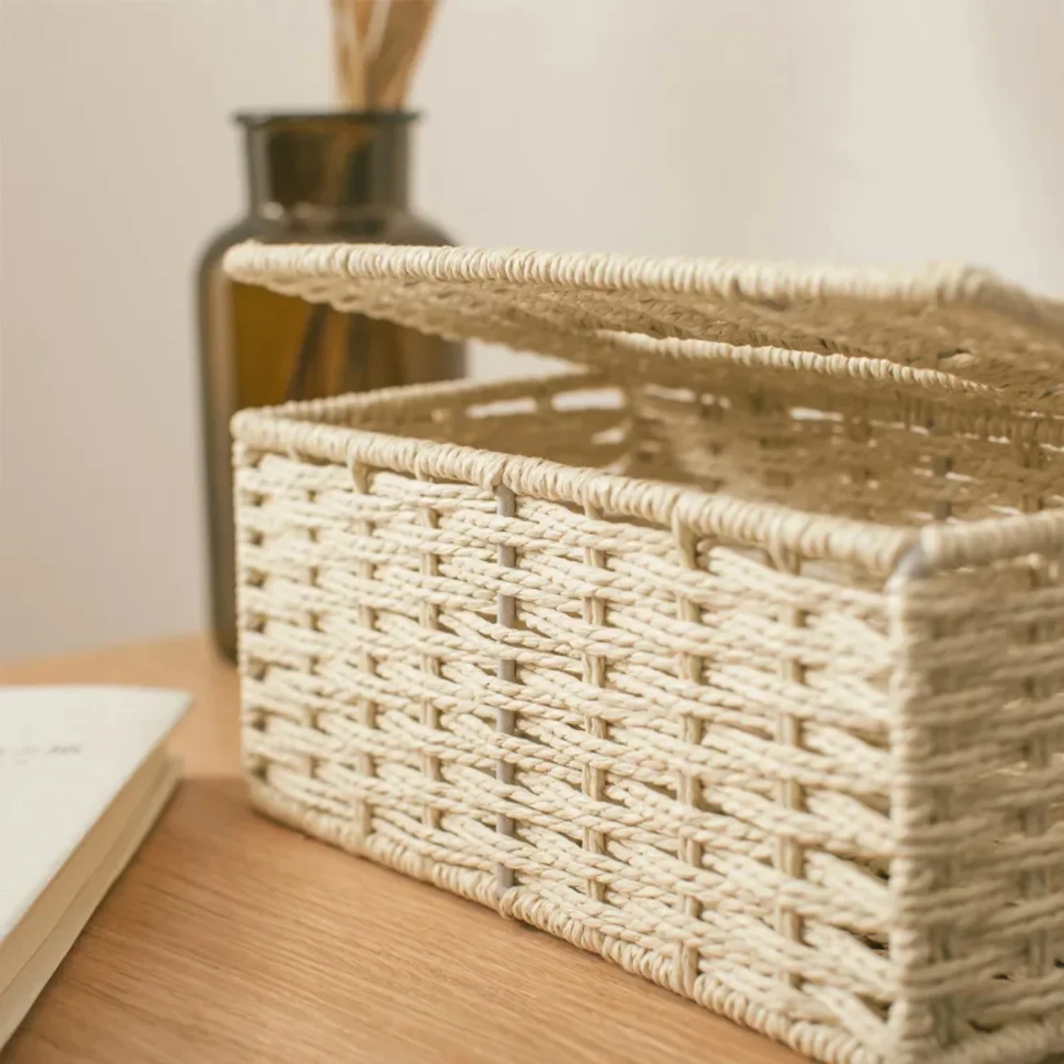 Rattan Tissue Box Vintage Napkin Holder Case Clutter  Container Cover Living Room Desk Decoration