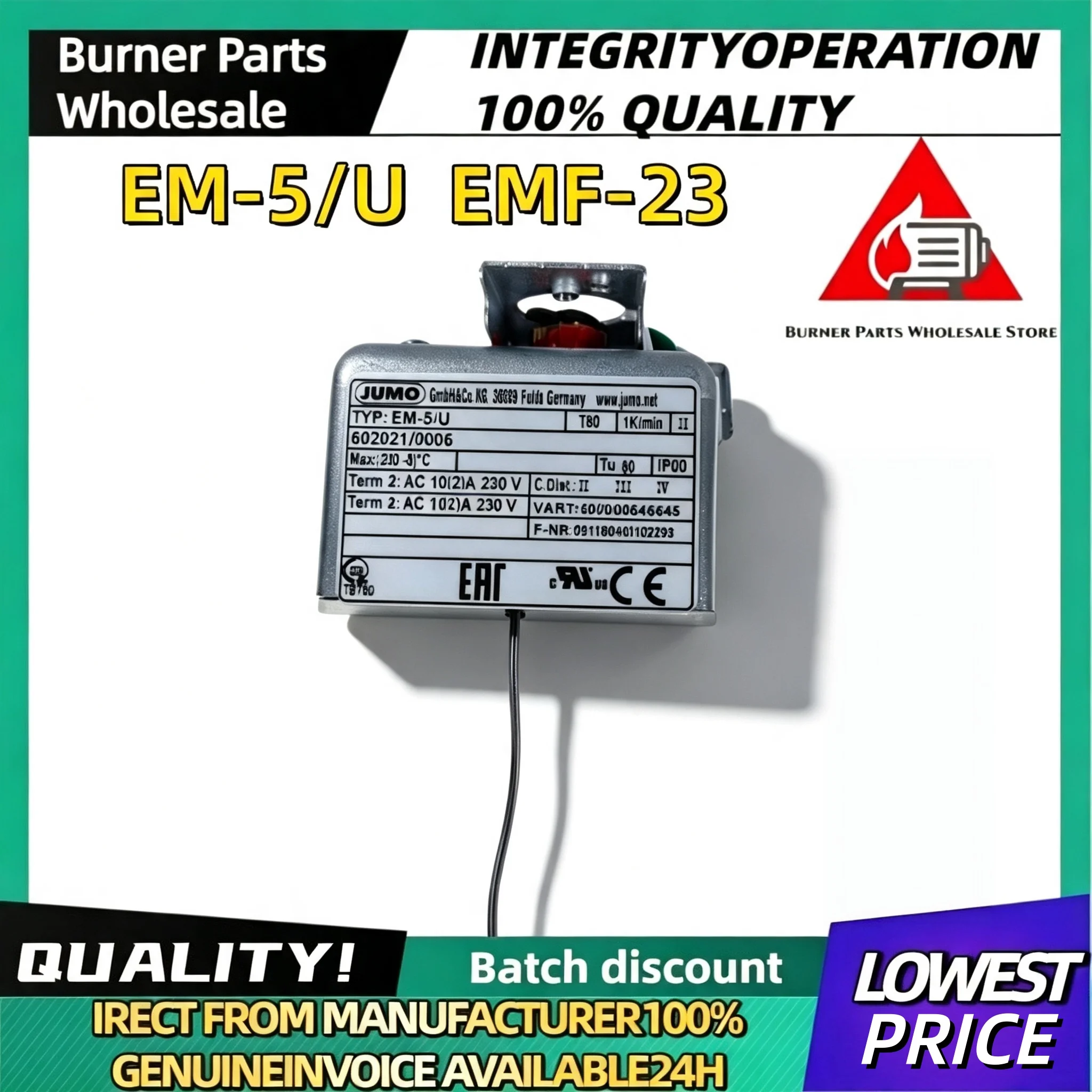 EM-5/U EMF-23 JUMO Temperature Sensor Thermostat Weishaupt Burner Oil Temperature Spare Parts