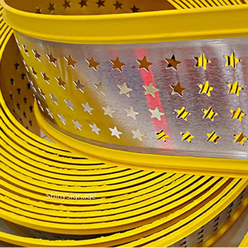 80mm Gold 1 Roll Aluminum Plate Perforated Channel Letter Strip With Pentagram Holes Handmade Illuminated Sign-Making Material