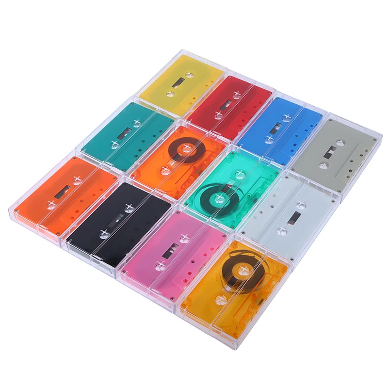 Standard Cassette Color Blank Tape Player With 45 Minutes Magnetic Audio Tape Clear Storage Box For Speech Music Recording 1Set