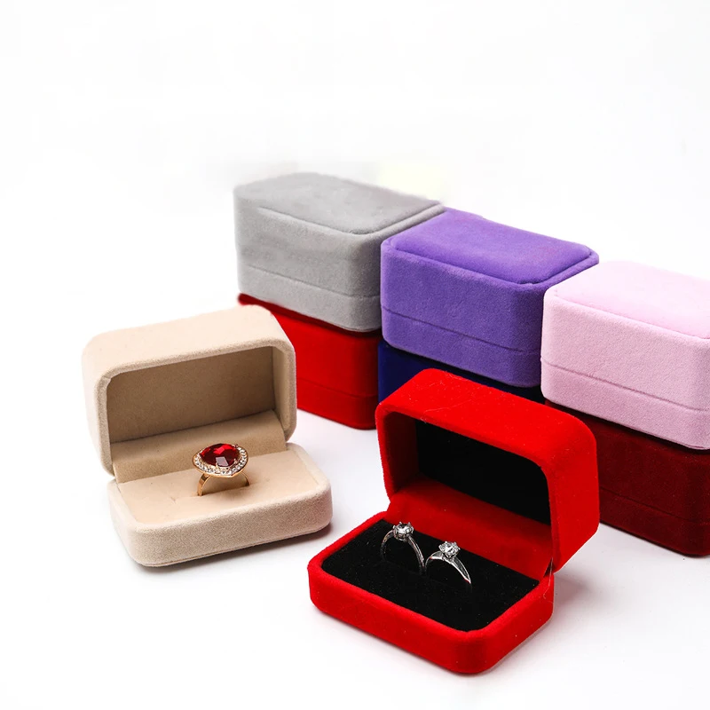 1PC Jewelry Box Jewelry Packaging Box Velvet Pair Ring Ring Box Gift Storage Box Wholesale