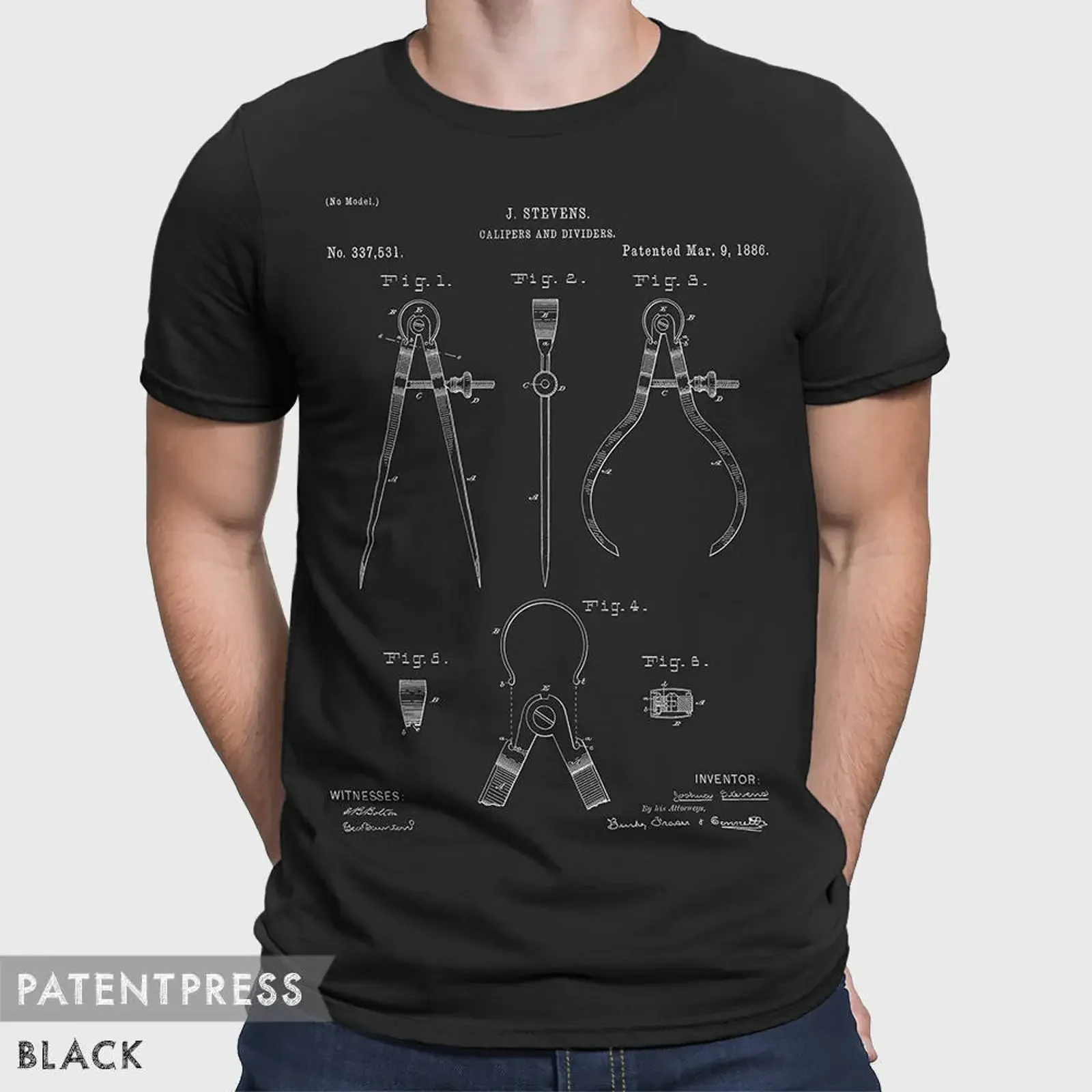Vintage 1886 Calipers Dividers Patent Machinist T Shirt Engineering for Inventor Dad Husband vintage Washed graphic Unisex