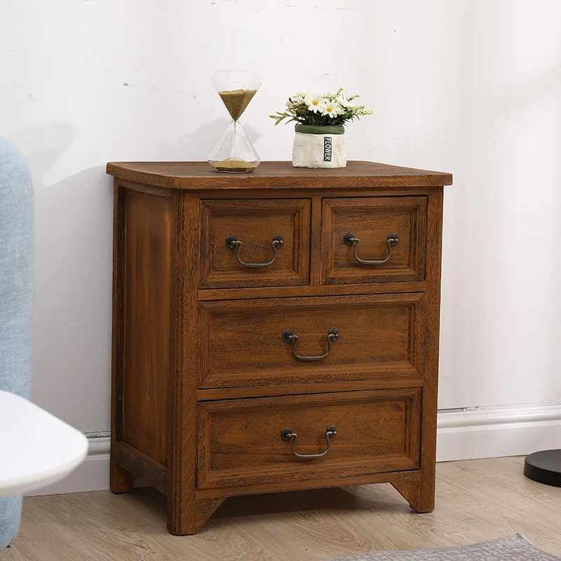 

‌Nordic Solid Wood Sideboard -Wall-Mounted Storage Cabinet for Living Room/Bedroom No-Assembly Ins Style Nightstand with Drawers