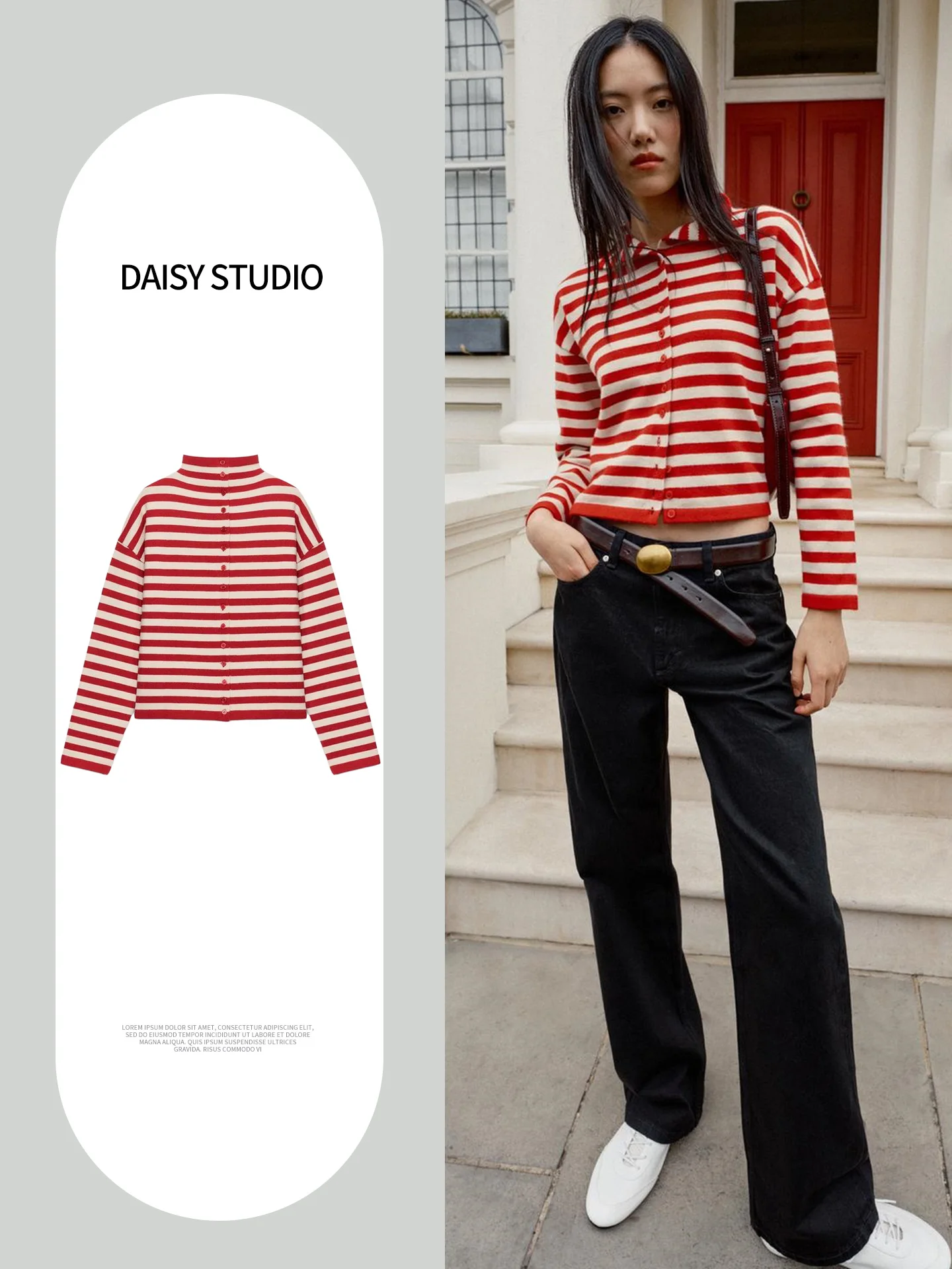 New Autumn Women's Long Sleeve Stand Collar Striped Knitted Open Cardigan Outerwear Color Block Polyester Fiber Ladies Sweater