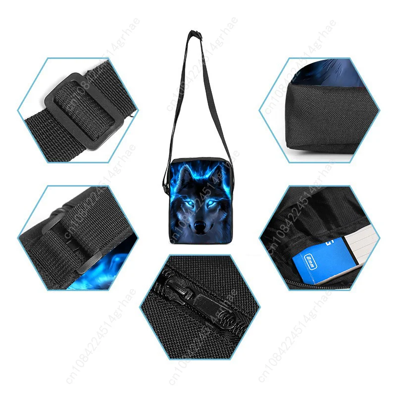 Wolf 3 Buah/Set Ransel Anak dengan Tas Kurir, Tas Pensil, Tas Sekolah untuk Anak Laki-laki/Perempuan Hadiah Terbaik Tas Sekolah Siswa Kartun 2D