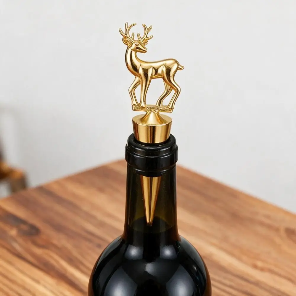 Deer Snowflake Tree Shape Christmas Wine Stopper Zinc Alloy Gold/Silver Wine Bottle Sealer Decorative Sealed Wine Preserver Cap