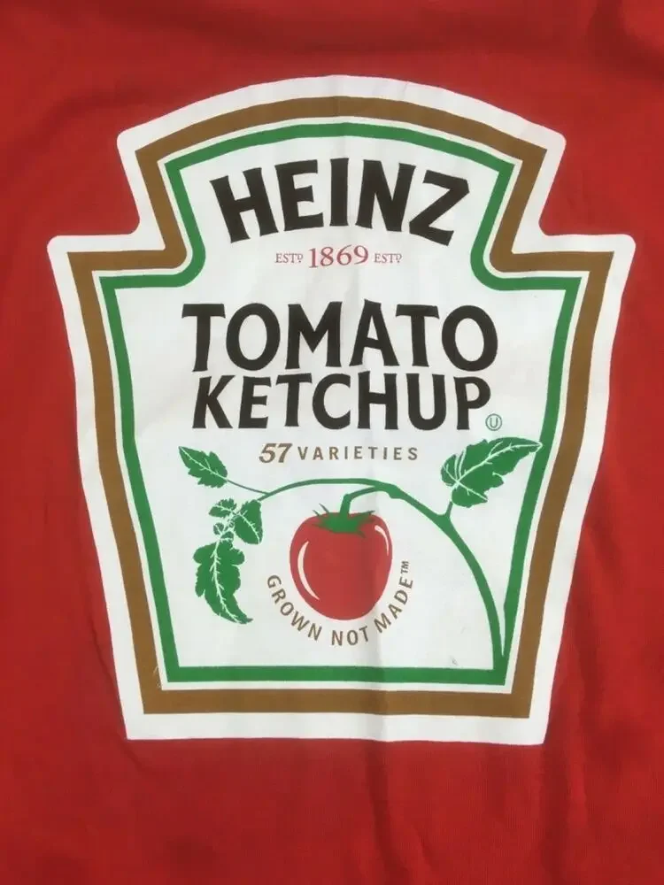 Heinz Tomato Ketchup shirt Red Crew Neck Short Sleeve Logo tee Streetwear XL