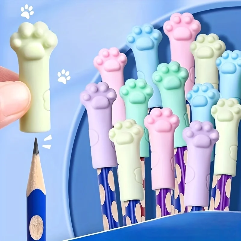 30/50pcs Cat Paw Eraser with Writing Stand,Soft Rubber Pencil Case Cover Perfect Gift for Back-to-School Office,Home,Party Favor