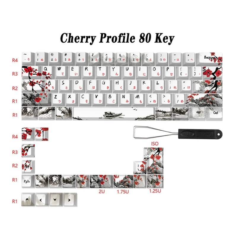 Imagem -06 - Keycaps 80 Teclas Cherryprofile Plum Blossom Keycap para 61 64 67 68 Teclas de Teclado