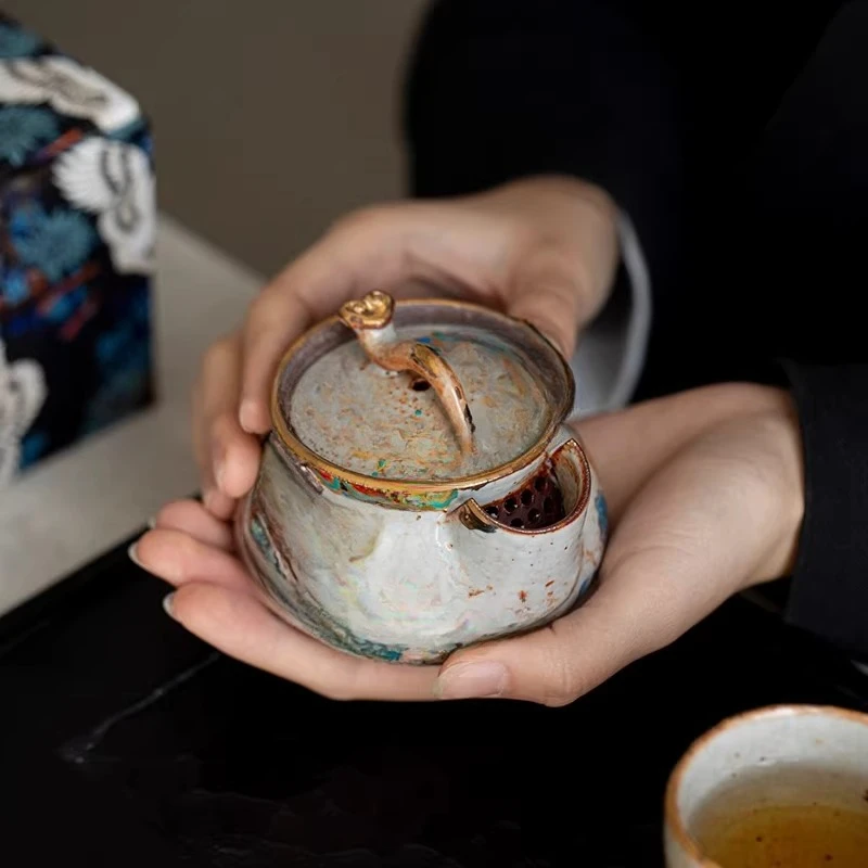 Treasure bottle pot, retro and high-end firewood burning, all handmade hand-grasped teapot Kung Fu tea set