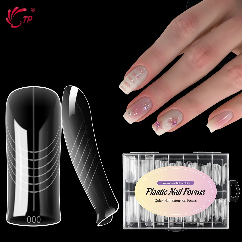 TP 140pcs/box Dual Nail Forms Acrylic False Nail Tips Poly Nail Gel Full Cover Top Forms for Extension Quick Building Gel Molds