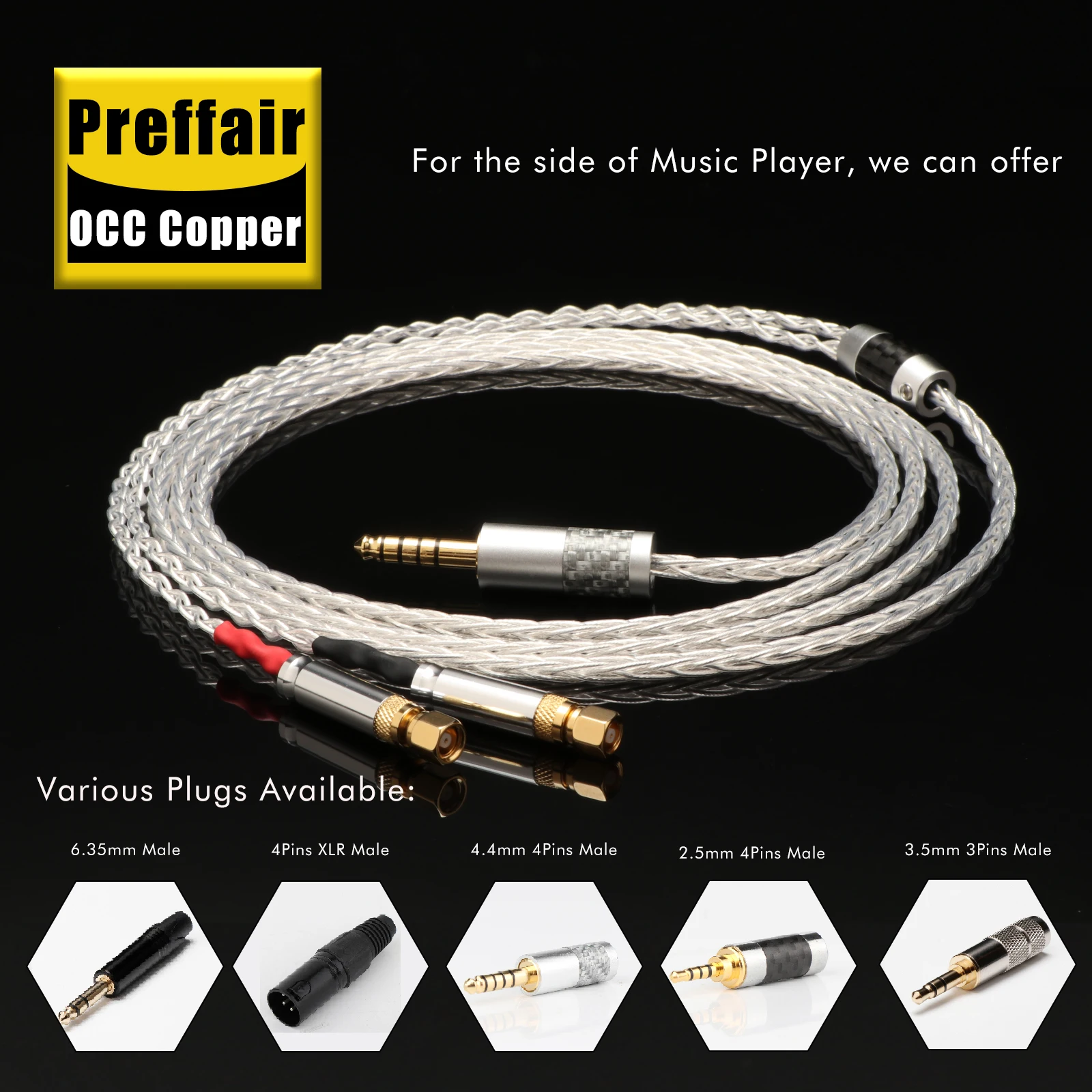

Preffair 8 Strands High Quality Pure Silver Upgrade Cable Magnetic Headphones Cable Suitable for HE400 HE5 HE6 HE500 Headphone