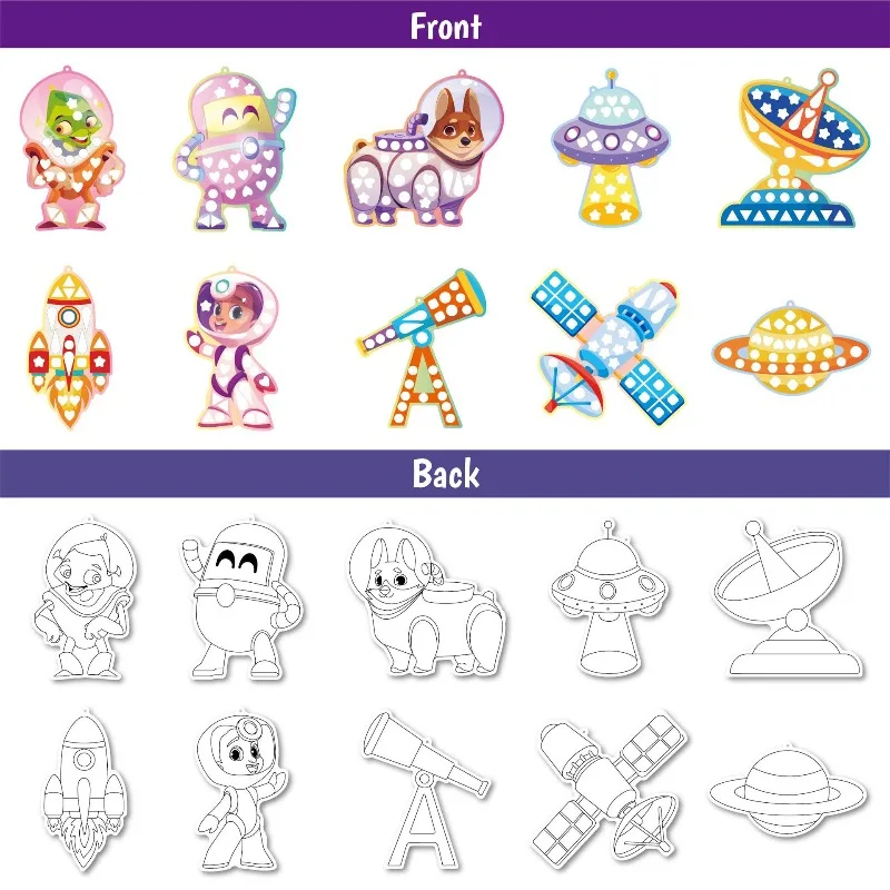 Children's mosaic stickers DIY handmade cartoon astronaut mirror toys coloring decoration stickers