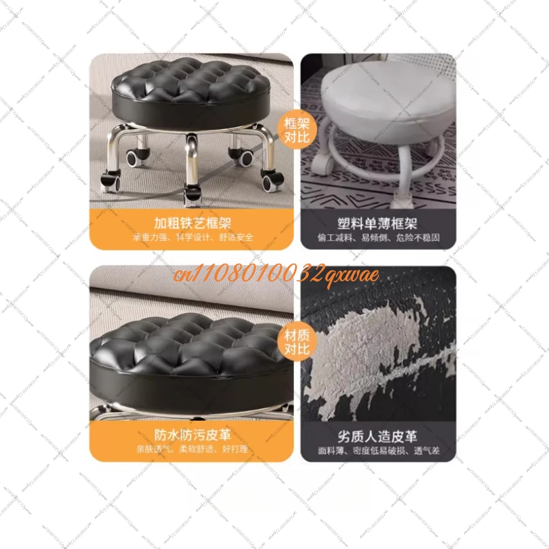 Swivel Stool Small Nail Art  Small Bench Stool Home Use Rolling Low Stool Chair Learning Low view 4