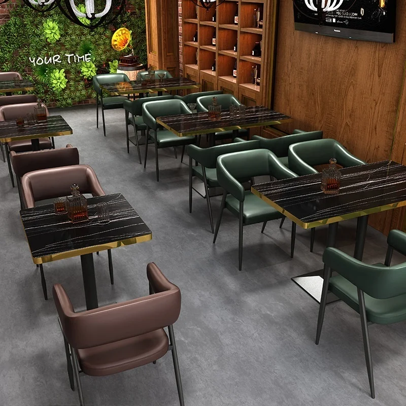 @#Retro Bar Dining Furniture Set Restaurant Furniture Booth BBQ Restaurant Hot Pot Cafe Sofa Booth