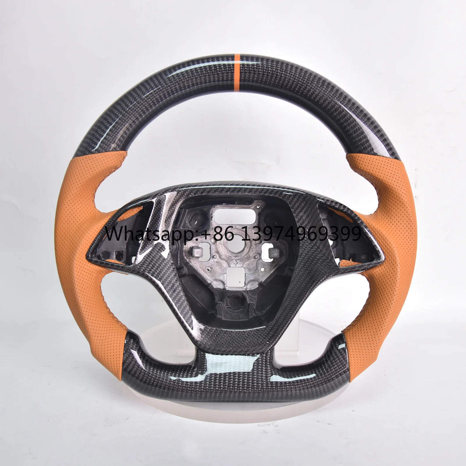 Carbon Fiber Steering Wheel for Chevrolet Corvette C7 2014-2018, D-Shape Flat Bottom Nappa Perforated Leather Grip with Trim