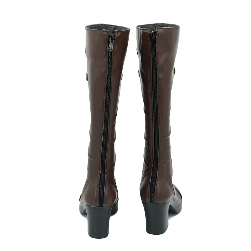 Scarpe cosplay LOL Arcane Caitlyn su misura Scarpe da donna Tacchi alti Stivali marroni Halloween