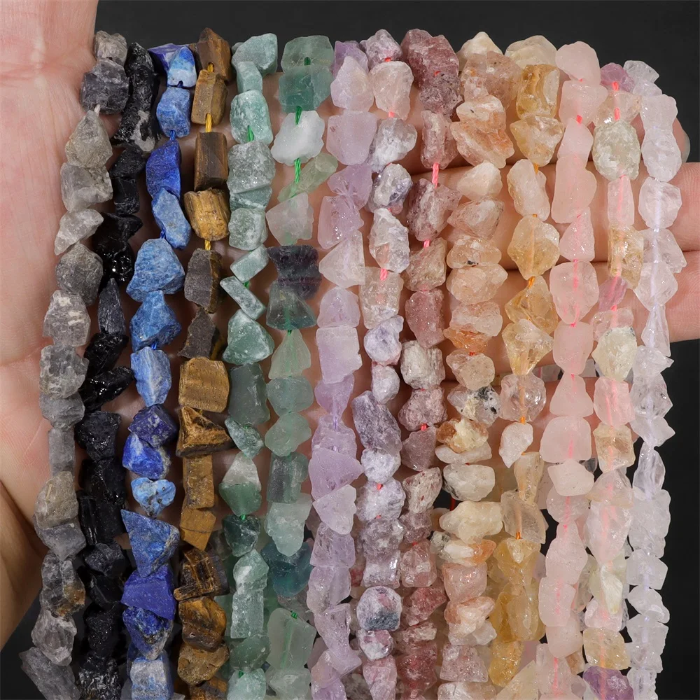 7-11MM Natural Stone Irregular Freeform Raw Nugget Amethysts Amazonite Minerals Quartz Loose Beads DIY For Jewelry Making