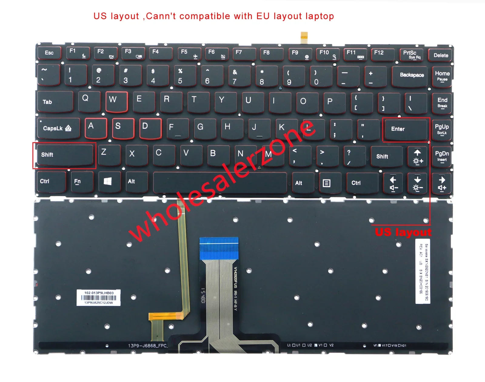 US Keyboard for Lenovo Erazer Y40,Y40-70,Y40-80,Y700-14 series Y40-70AT-ISE,Y40-80-IFI,Y700-14ISK,rescuer 14-ISK MP-13L33US-686