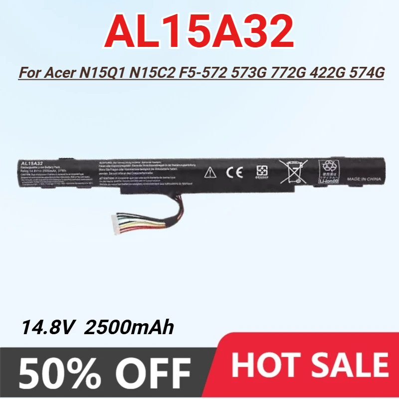 AL15A32 2500mAh Laptop Battery for Acer Aspire E5-422G 472 473 473G 522 522G 532 532T 573G 553G N15Q1 N15C2 F5-572 573G 772G