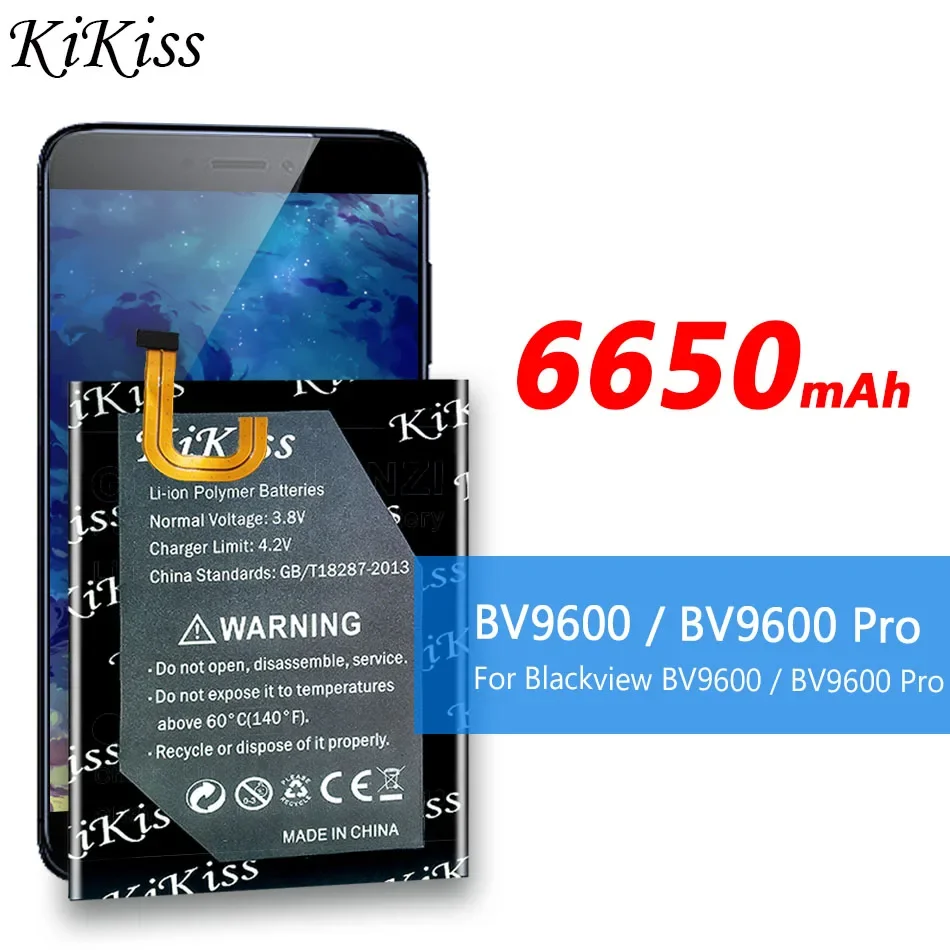 Аккумулятор KiKiss 6650 мАч BV 9600 для Blackview BV9600 / BV9600 Pro BV9000 BV8000 BV7000 BV6000 Pro