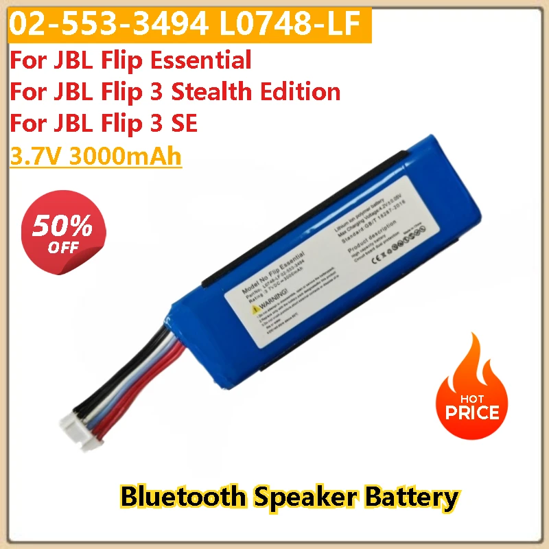 3000mAh 02-553-3494 L0748-LF Bluetooth Speaker Battery For JBL Flip Essential, Flip 3 SE ,Flip 3 Stealth Edition High Quality