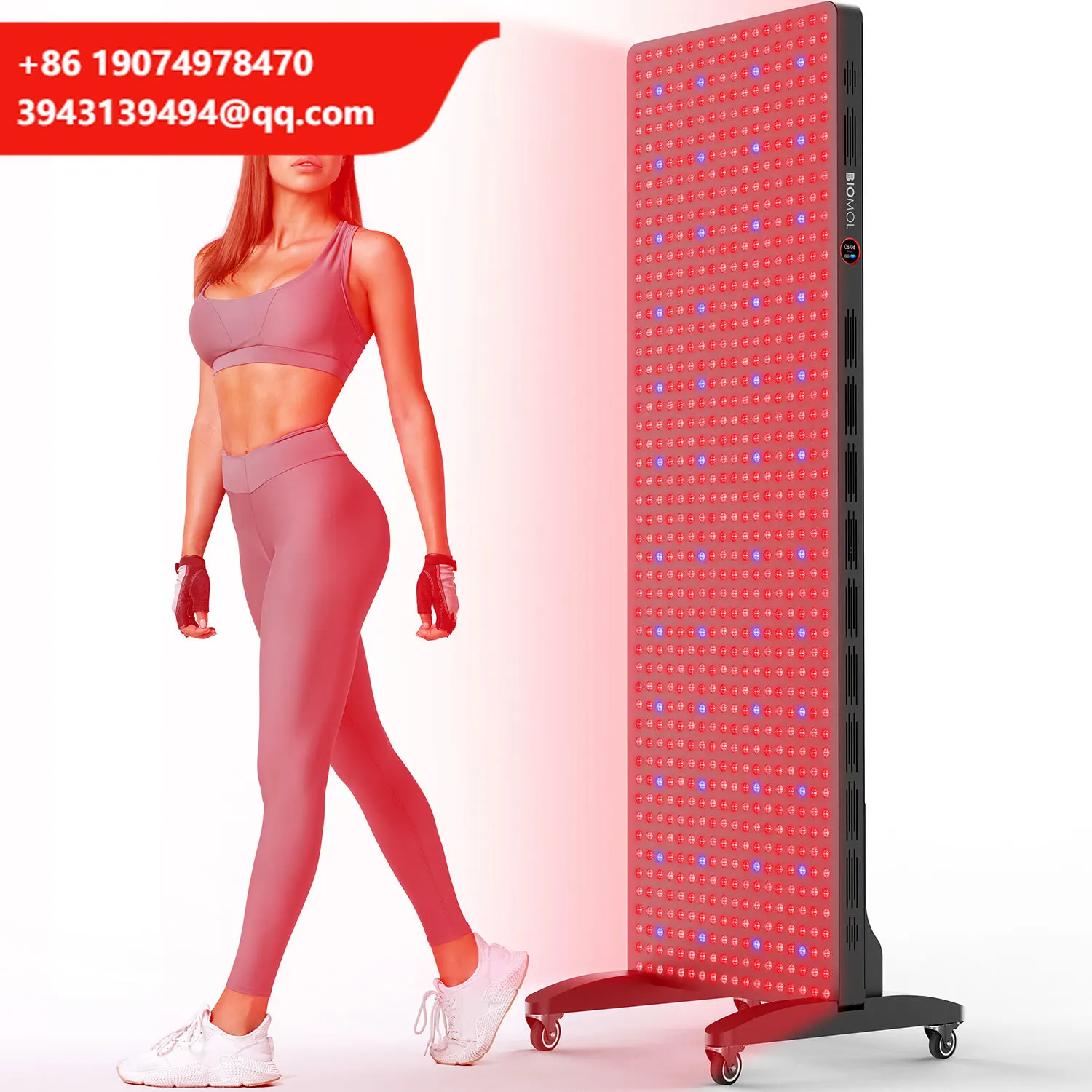 BioMol Fitness High Irradiance 900X5W LED Red Therapy Light Full Body Large Size Panel With Adjustable Movable Stand