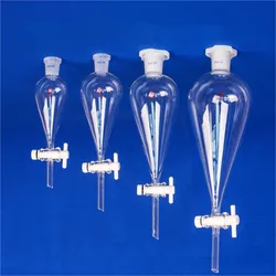 High Borosilicate Glass Pear Shaped Pyriform Separatory Funnel with Standard Taper Stopper Lab Supplies 30/60/125/250/500ml