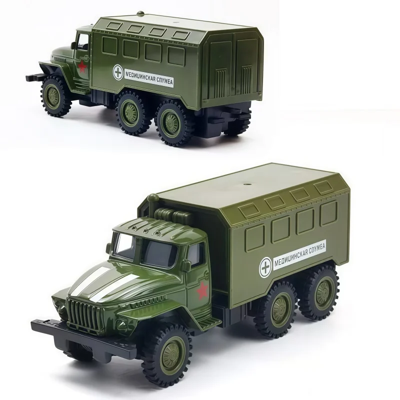 Set de modelos de vehículos de transporte de aleación, camión todoterreno con mecanismo de retroceso y adorno deslizante.