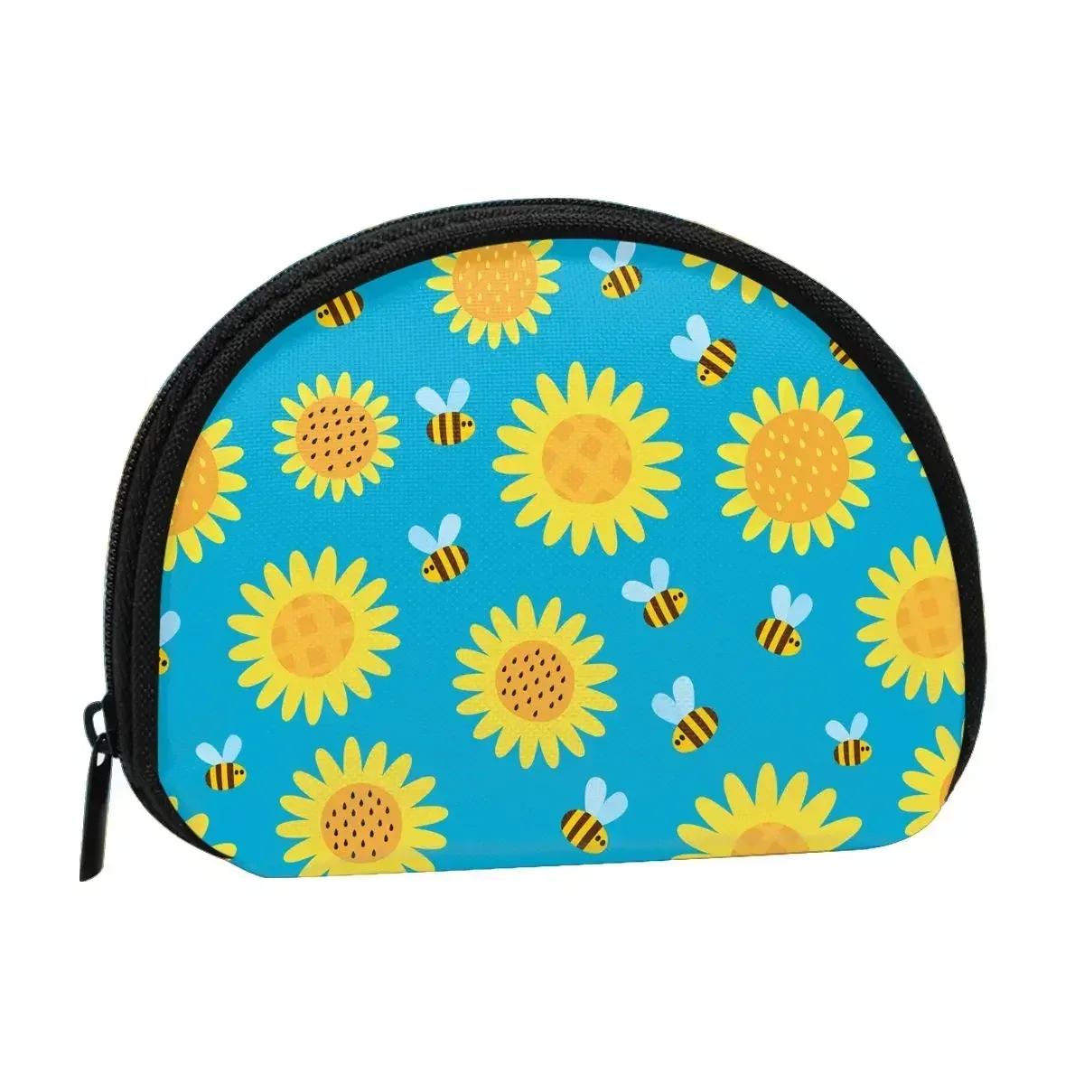 Sunflowers 3D Printing Coin Purse Ladies Shopping Portable Silver  Bag Travel Credit Card ID   Gift