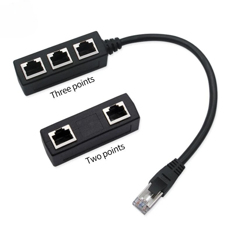 RJ45 1 Male To 2/3 Female LAN Ethernet Socket 2/3 Port Splitter Ethernet Cable Networking Extender Cable Adapter Accessories