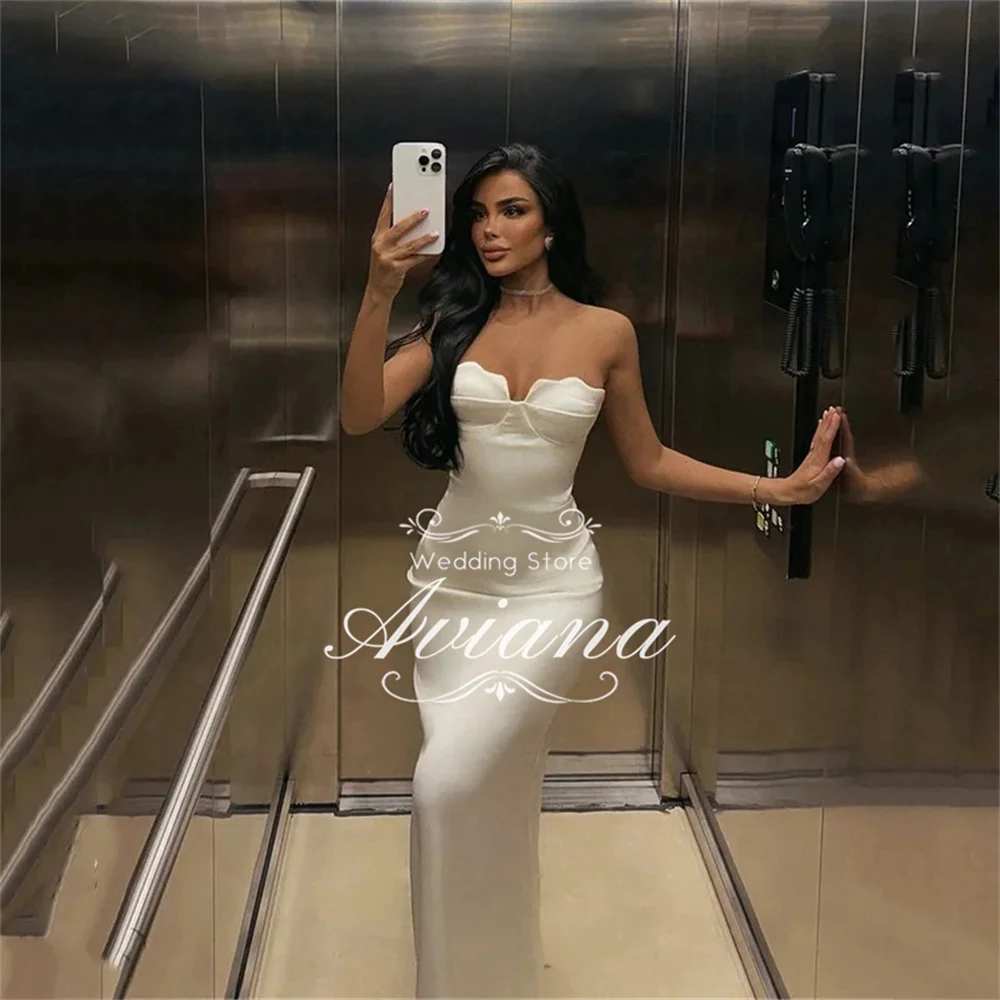 Aviana Customized Sweetheart Elegant Ruffles Mermaid Wedding Dress Sweep Train Sleeveless New Design Charming Unique Classic