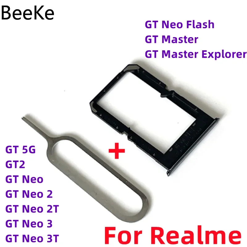 2 in 1 SIM Card Tray + Pin For Realme GT Neo 2 2T 3 3T 5 6 Pro Master Explorer 5G OPPO SD Card Slot Middle Frame Holder Replace