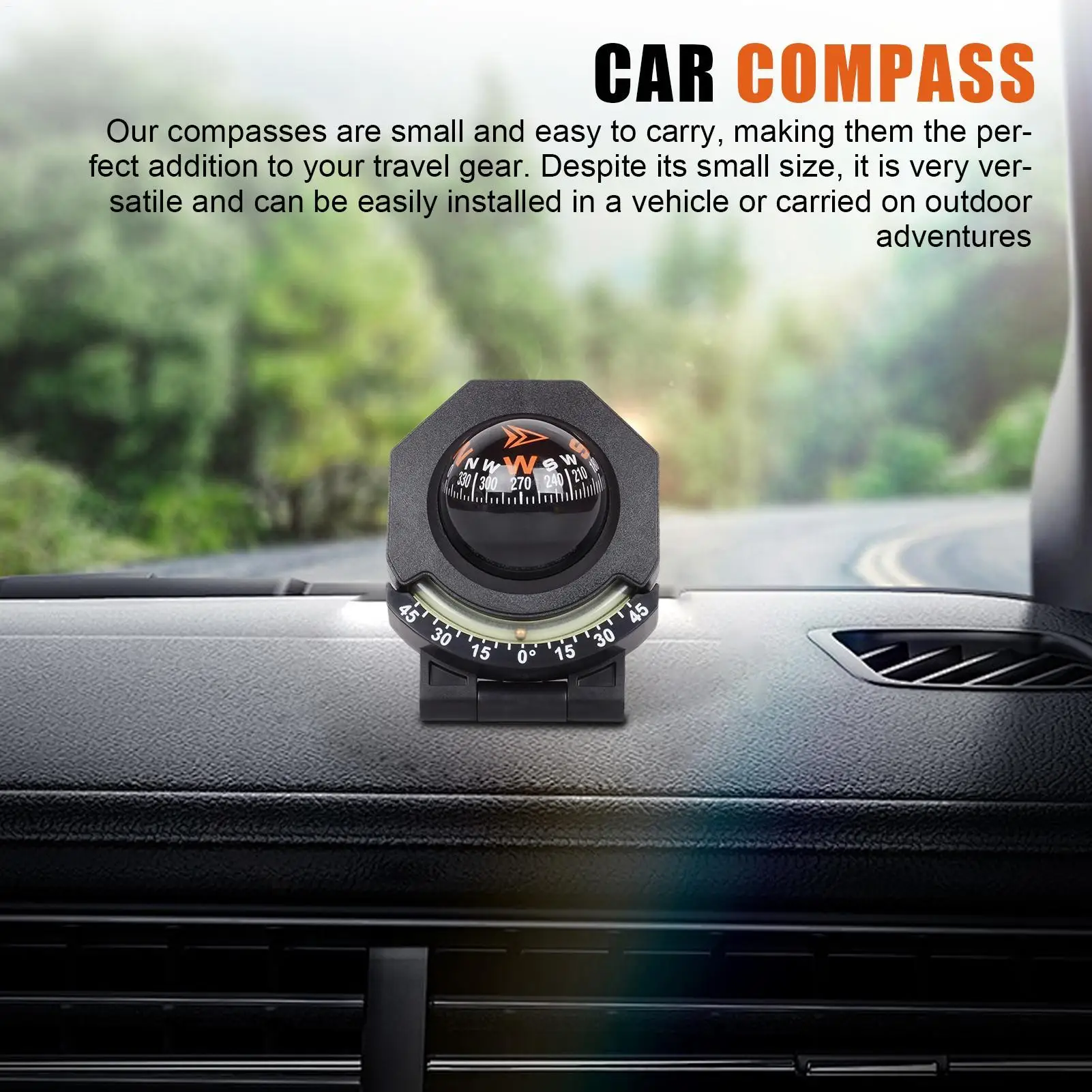 Car Navigation Compass Foldable High Precision Direction Guide Compass With Inclinometer Multi-Purpose Compass 180-Degree