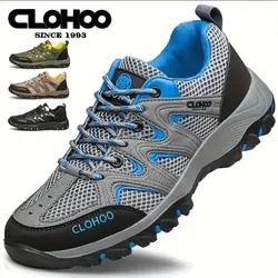 CLOHOO Men's Non-Slip Hiking Boots Breathable Casual Walking Running Sport Shoes Mesh Sneakers 2024 Lightweight Outdoor Jogging