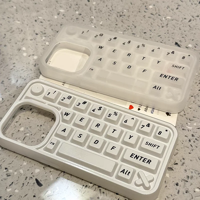 Compatible for Iphone 16 13 11 Case IPhone 15 11 13 12 14 16 Pro Max Simple Decompression Transparent Keyboard Style Soft Case