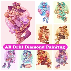 Cartoon Girl Zodiac Sign 5D DIY AB Diamond Painting Full Drill Embroidery Constellation Cross Stitch Rhinestone Home Decor Gift