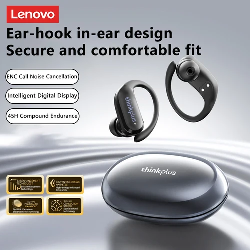 Imagen 1 del producto Lenovo XT55 auriculares inalámbricos Bluetooth 5,4 gancho para la oreja deportes estéreo HiFI auriculares impermeables con micrófono auriculares con cancelación de ruido